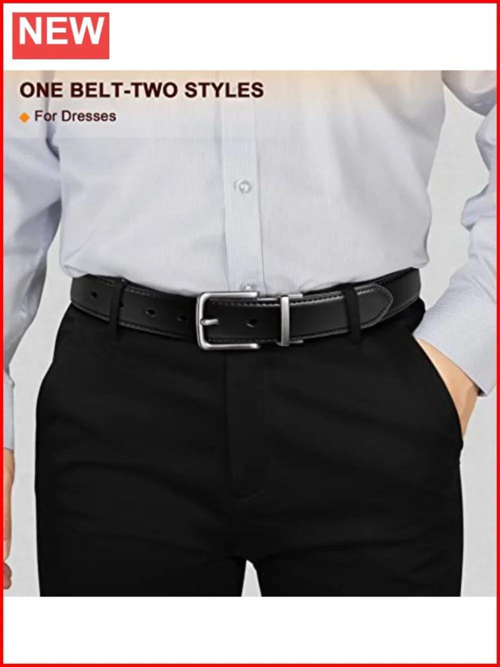 Reversible Leather Belt Cut-For-Fit Adjustable 1.25